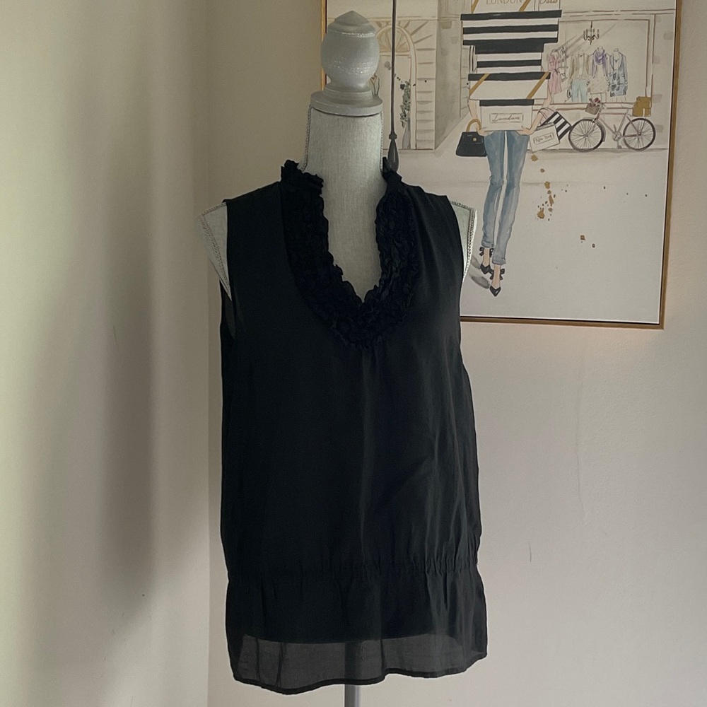 Alfani Black Sleeveless Ruffle V-Neck Camisole